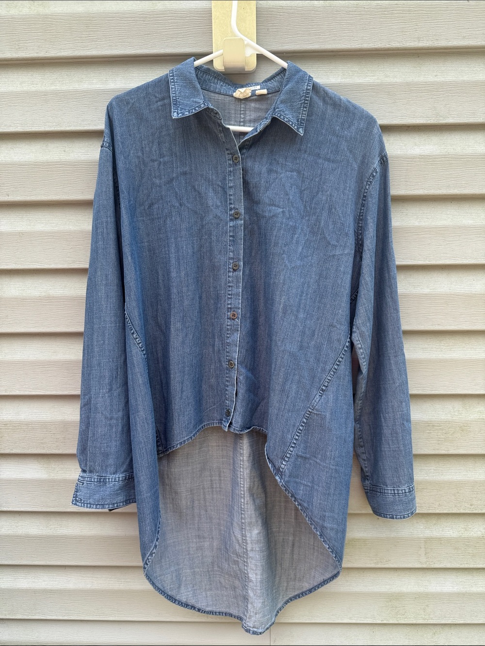Eileen Fisher | The Fisher Project Chambray Button Down Hi Low Hem Long Sleeve